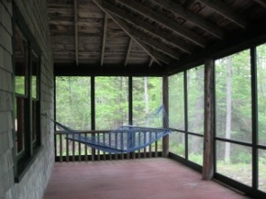 Cabin, screened porch with hammock