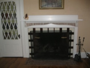 The fireplace in the Anchorage living room